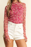 Fuchsia Floral Mesh Top with Lining