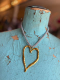 Hammered Heart Cord Necklace – Grey