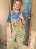 Sage Meadow Floral Overalls