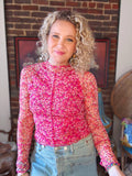 Fuchsia Floral Mesh Top with Lining