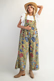 Sage Meadow Floral Overalls