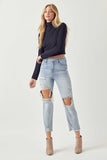 Risen Jeans High-Rise Straight Distressed