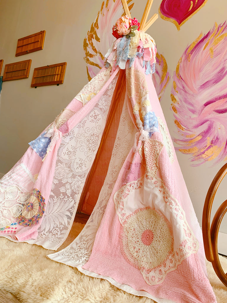 Lace and Chenille Teepee Tutorial DIY
