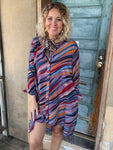 Wild Lavender Striped Shirt Dress