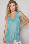 Emerald Sage Crochet Floral Tank