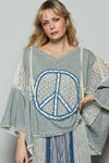 Heather Grey & Denim Peace Tee