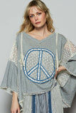 Heather Grey & Denim Peace Tee