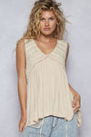 Lace trim Flowy Tank - Almond