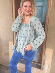 Willow Bloom Bow Embroidered Peasant Blouse