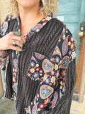 Black Boho Bloom Sweater Shacket