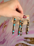 Boho Glow Hammered Hoops - AB or Turq