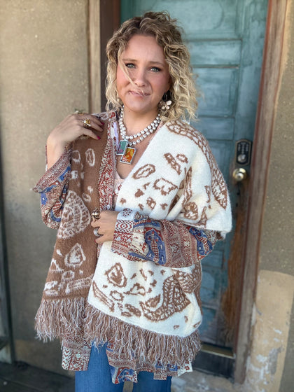 Split Paisley Mohair Cardigan