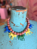 Wild Horse Necklace - Taupe/blue yellow green
