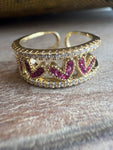 "Pink Hearts" Bling Ring: Adjustable Ring by JTO