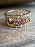 "Pink Hearts" Bling Ring: Adjustable Ring by JTO