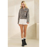 Leopard Denim jacket with back contrast: FLORAL SEQUINS / S