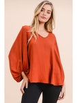 Rust Balloon Sleeve Top