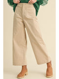 Taupe Wide Leg Stretch Corduroy Pants