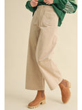 Taupe Wide Leg Stretch Corduroy Pants