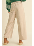 Taupe Wide Leg Stretch Corduroy Pants