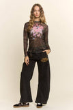 Camo Peace Floral Sheer Mesh Top