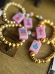 Pink Tile Mahjong Bracelet
