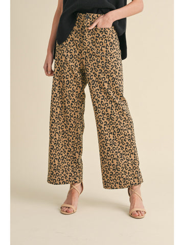 Taupe Stretch Leopard Pants