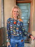 Midnight Flutter Oversized Tee — Charcoal