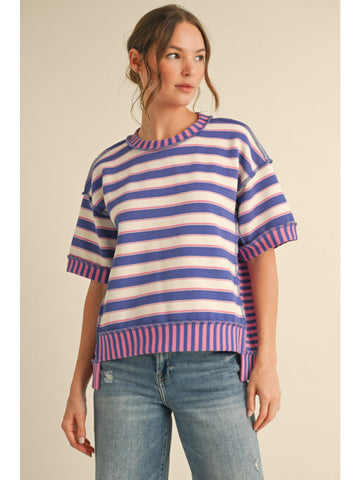 Cotton Candy Textured Stripe Tee