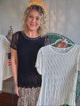 Moonvine Lattice Top - Cream & Black