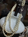 Glamour Trio Pearl Necklace - 2 color clasp options