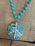 Natural Blue Stone Soldered Peace Necklace