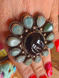 Tibetan Onyx/Chrysoprase Ring