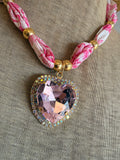 Pretty in Pink Bandana Heart Necklace by Gypsy South