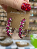 Crystal Heart Hoop Earrings