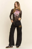 Camo Peace Floral Sheer Mesh Top