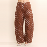 High-Waist Polka Dot Barrel Pants: Black / S-M-L(2-2-2)