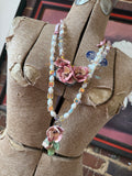 A Rare Bird: Round Top Ceramic Rose Necklace