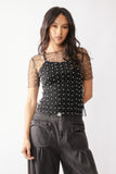 Black Embellished Pearl/Crystal Tee