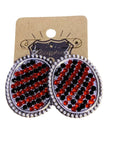 806 Medium oval earring with crystals: Black