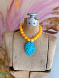 Turquoise Timber Statement Necklace - Yellow or Pink