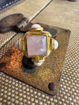 Jennifer Thames Square Rose Quartz + Pearl Ring