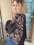 Black Boho Bloom Sweater Shacket