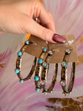 Boho Glow Hammered Hoops - AB or Turq