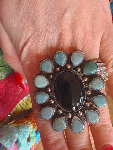 Tibetan Onyx/Chrysoprase Ring