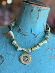 Sunburst Evil Eye Scarf Necklace - Jennifer Thames Originals