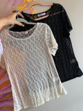 Moonvine Lattice Top - Cream & Black