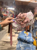 Pink Butterfly Flower Boho Keepsake Convertible Clutch by A Rare Bird