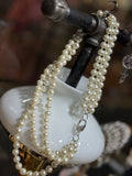 Glamour Trio Pearl Necklace - 2 color clasp options