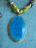 Turquoise Statement Scarf Necklace - Jennifer Thames Originals